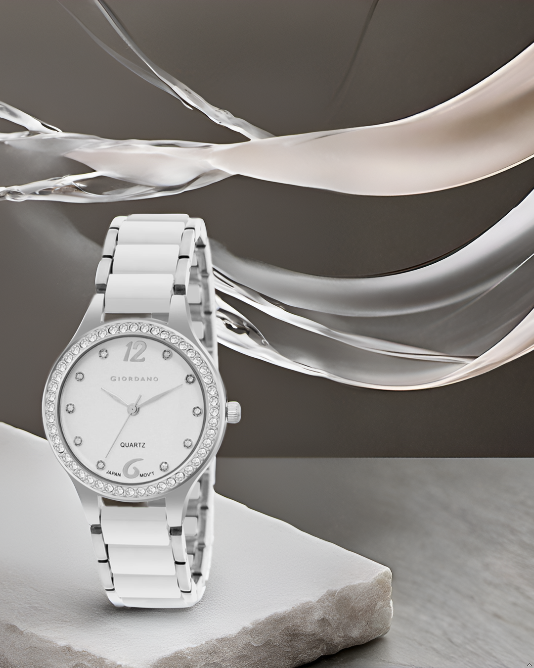 Giordano Analog Watch for Women, Diamond-Set with Metal Strap Ladies Water Resistant Wrist Watch for Female | GZ-60065-11